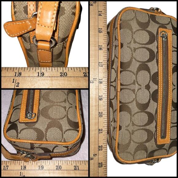 Coach Signature Canvas Brown Mini Crossbody Shoulder Bag - Picture 7 of 15